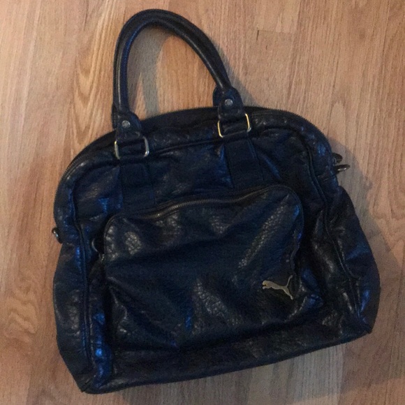 puma black leather bag